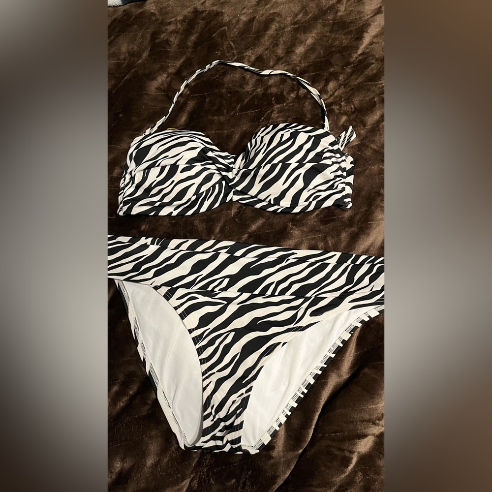Victoria’s Secret zebra bikini, XL bottoms and 38D top